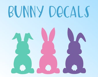 Easter Bunny Decal - Easter Bunny Flowers- Vinyl Decal - Easter Decal - Easter Bunny - Sticker - Easter Basket - Spring Décor - Spring Decal