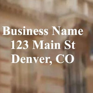 Business Window Decal Business Name Address Vinyl Lettering Sign Storefront Design Custom Graphic Professional Display Adhesive Sticker