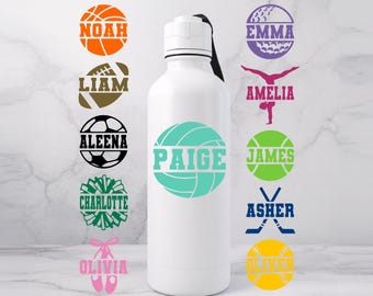 Custom Sports Name Decal: Personalized Water Bottle, Tumbler, Mug ...