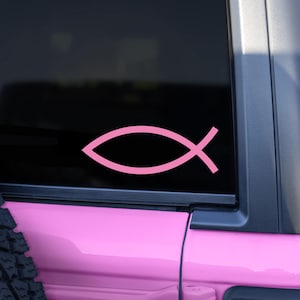 Christian Fish Decal Car Window Vinyl Sticker Jesus Symbol Faith Expression Religious Decoration Vehicle Emblem Christian Ichthys Adhesive