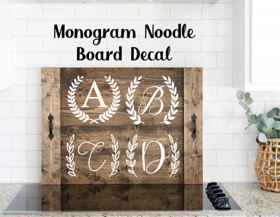 Custom Vinyl Decal Monogram Noodle Board Decals Circle | Etsy