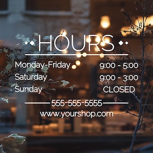 Business Hours Decal Vinyl Application Window Sticker Glass Door Sign Custom Design Storefront Display Operation Shop Information Retail