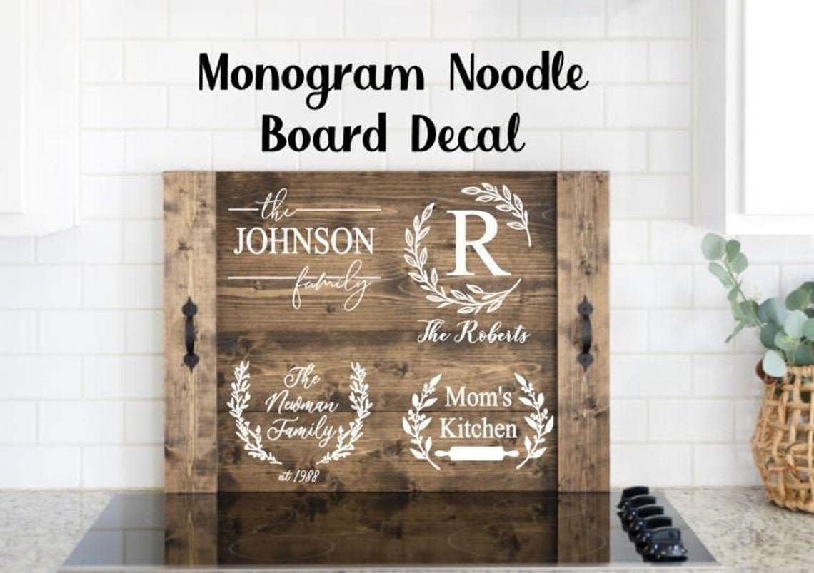 Custom Vinyl Decal Monogram Noodle Board Decals Family Etsy