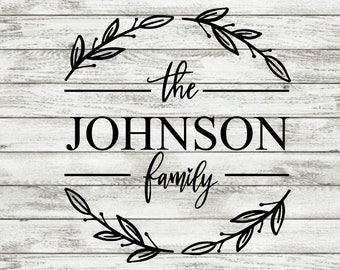 Wreath Last Name Family Decal- Charcuterie Board - Noodle Board Decal -Vinyl Decal - Wreath Decal - Custom decal - Farmhouse decal