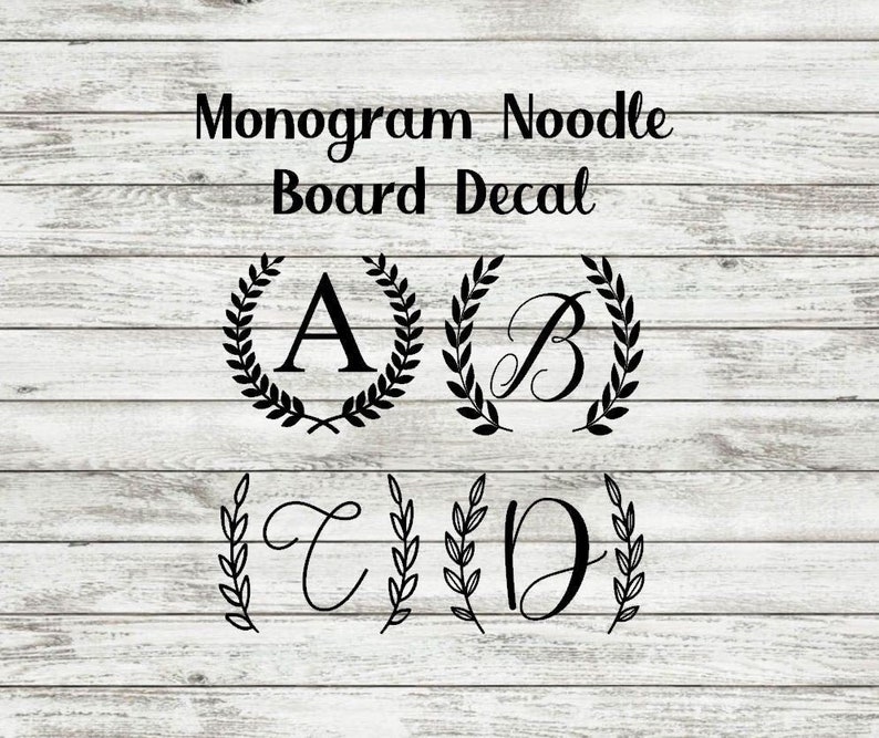 Custom Vinyl Decal Monogram Noodle Board Decals Circle Etsy