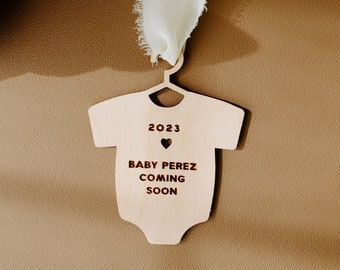 Baby Coming Soon Christmas Onesie Ornament, Pregnancy Announcement Ornament, Onesie Ornament, Baby Ornament, Baby Christmas Ornament