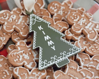 Personalized Gingerbread Stocking Tag, Holiday Gift Tags, Acrylic Christmas Name Tag, Custom Christmas Gift Tags, Stocking Name Tag