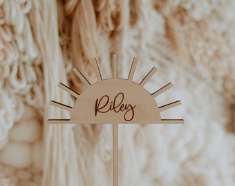 Personalized Sun Cake Topper - Engraved
