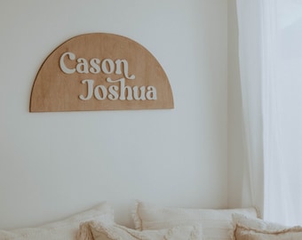 boho nursery decor, nursery decor half circle name sign, personalized nursery name, baby name sign, wooden name sign, name sign for nursery