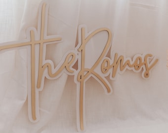 Last Name Wedding Backdrop Sign - Double Layer Style wood or acrylic - 3 FEET WIDE