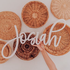 Cursive wooden name sign