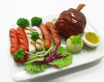 1:6 Dollhouse Miniatures Food Lobster Steak Spaghetti Cream Sauce 14670