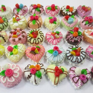 Dollhouse Miniature Food 30 Mixed Color Fruit Flower Cake 1.5 cm WHOLESALE 16596