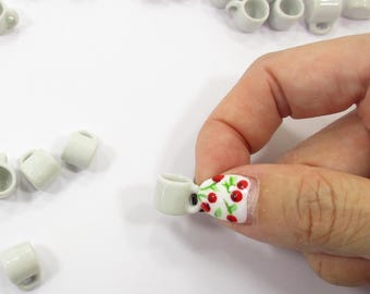Juego de 10 tazas de café blancas, tazas de té, cerámica en miniatura para casa de muñecas, n.° S Supply 5377