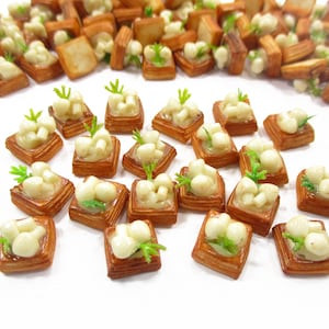 20 Miniature Mushroom Puff Pie Handmade Dollhouse Clay Loose Food Lot Bakery Decoration Party Supply Jewelry Miniature Puff Pie Charms 14664