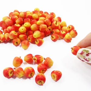 Nourriture pour maison de poupée pomme miniature 1/12 : lot de 50 breloques fruits en argile