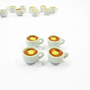 Juego de 4 tazas de té de limón para casa de muñecas, comida y bebidas en miniatura #M 15859