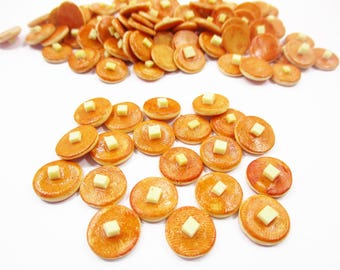 Kavel van 20 klei 1/12 poppenhuisboterpannenkoeken: miniatuur voedselbakkerij