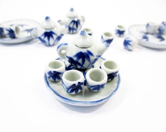 Dollhouse 1:12 Miniature Ceramic Japanese Style Paint Tea Cup Tea Pot Supply 13249