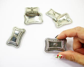 1:12 Miniature Breakfast Buffet Serving Tray Dollhouse Metal Food Kitchen Party Display Set