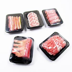 Dollhouse Miniature Food 5 Raw Steak Pork Meat Dollhouse Supermarket Miniature Food Pack Dollhouse Accessories Miniature Accessories 16716