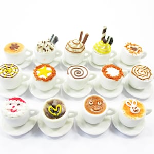 Dollhouse Miniatures Drink Beverage Set 14 Mixed Coffee Ceramic Cup Supply Charms - 14175
