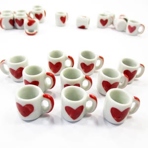 Dollhouse Miniature Ceramic NEW HEART PAINT Coffee Tea Cup Mug 10 #L Supply 5375