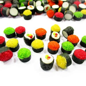 Lot 20 Miniature 1/12 Sushi Rolls: Handmade Clay Dollhouse Japanese Food Charms