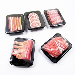Dollhouse Miniature Food 5 Raw Steak Pork Meat Dollhouse Supermarket Miniature Food Pack Dollhouse Accessories Miniature Accessories 16716