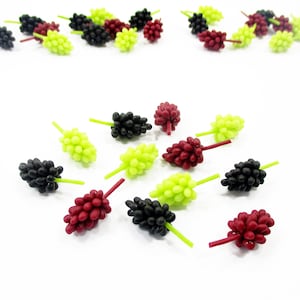 Dollhouse Miniatures Food Lot 12 Mixed Grapes Handmade Fruit Supply Charms 14824