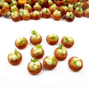 10 Miniature Mushroom Puff Pie Dollhouse Bakery Handmade Miniature Items Food Lot Supply Jewelry Accessory Mini Doll Tiny Bread Charms 12144