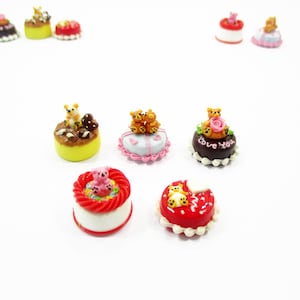 Dollhouse Miniature Food 1.5 cm 5 Mixed Tiny Bear Color Cake Dolls Bakery 15735