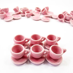 1:6 Dollhouse Miniature Ceramic 6/12 Pink Coffee Cup 16763