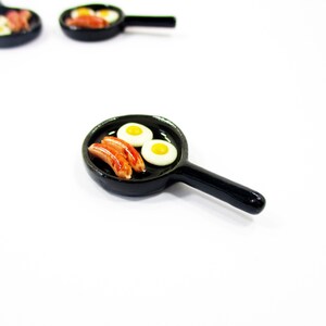 Dollhouse Miniatures Frying Pan Egg Sausage Cooking Kitchen Preparation Supply - 14183