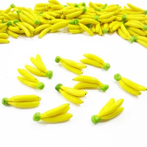 Lot 10 Miniature Clay 1/12 Banana: Dollhouse Food Charms, Mini Fruit Jewelry Supply