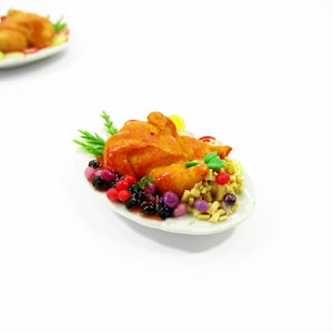 Dollhouse Miniatures Christmas Food Roast Turkey Holiday Thanksgiving Set 13958