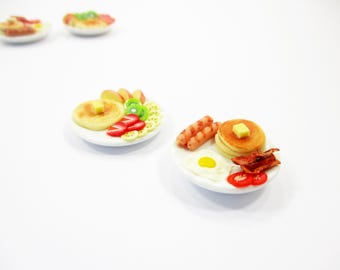 Dolls House Miniature Food 2 Breakfast Butter Pancake On Plate Supply Charms 13678