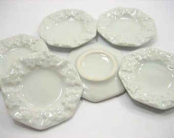 1:6 Compatible with Barbie 6 White Octagonal Plate Dish Art Dollhouse Miniatures Kitchenware Ceramic 10684