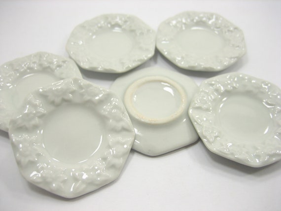 30 White Ceramic Oval Plates Dollhouse Miniatures Ceramic Food Supply Deco