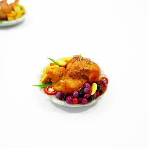Dollhouse Miniatures Christmas Food Roast Turkey Chicken Holiday Thanksgiving Food 13957