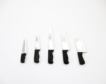 5 Assorted Meat Fruit Cleaver Knife Dollhouse Miniatures Kitchen Cooking Supply Charms - 14309
