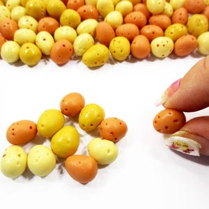 Lot 50 Miniature 1/12 Clay Potato Charms: Dollhouse Vegetable Food, Jewelry Supply