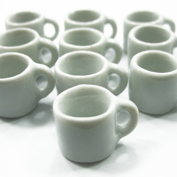 Lot de 10 miniatures pour maison de poupée en céramique, tasse à café blanche, tasse à thé #M, 5379