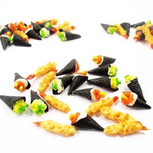 20 Dollhouse 1:12 Japanese Food Temaki Sushi Miniature Tempura Clay Dollhouse Loose Food Accessory Decoration Jewelry Supply Charms 15000