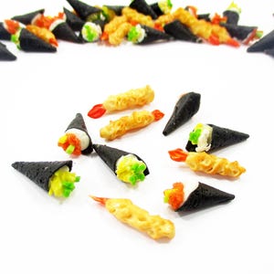 Lot 10 Miniature Clay 1/12 Sushi: Dollhouse Japanese Food Jewelry Charms Supply