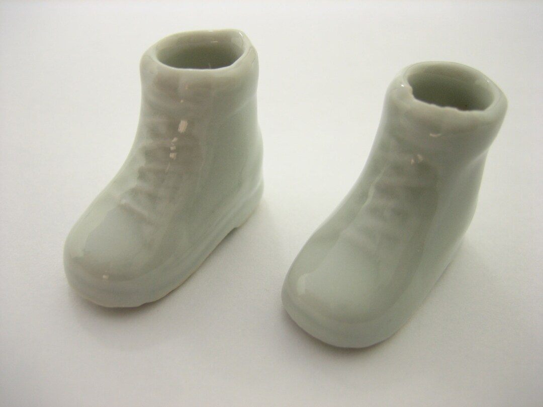 2 White Shoe Ceramic Vase Planter Pot Dollhouse Miniature - Etsy