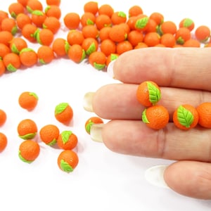 Lot 100 Clay Miniature 1/12 Orange Fruit: Dollhouse Food Supply Charms