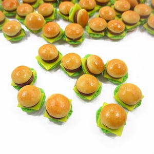 Lot 10 Clay Miniature 1/12 Burgers: Dollhouse Food Accessories Charms Supply