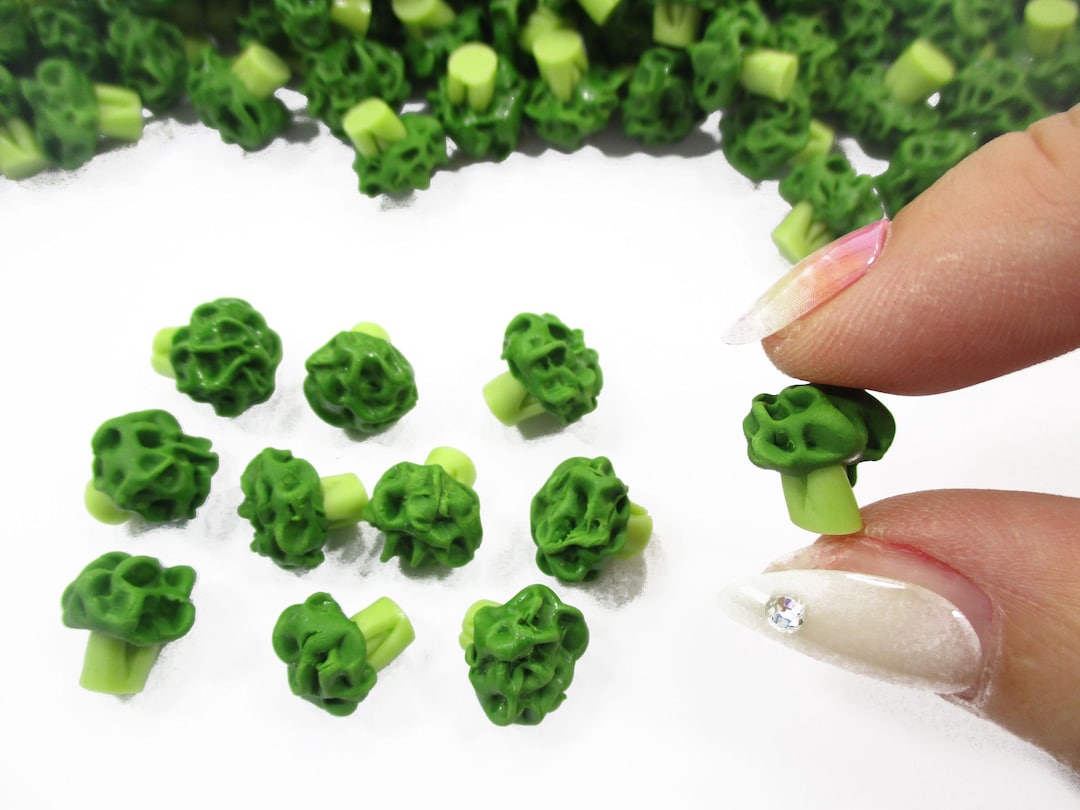 50 Loose Broccoli Miniature Food Charms - Dollhouse Accessories For DIY Crafts