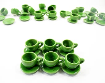 ミニチュア陶器カップ50個：小さなドールハウスの食器、キッチン用品
